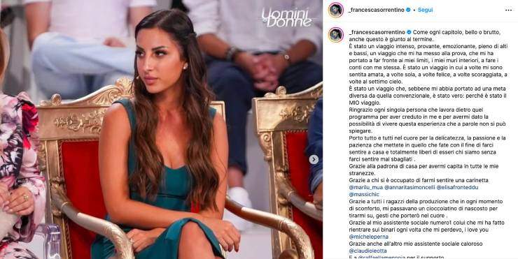 Francesca Sorrentino post instagram